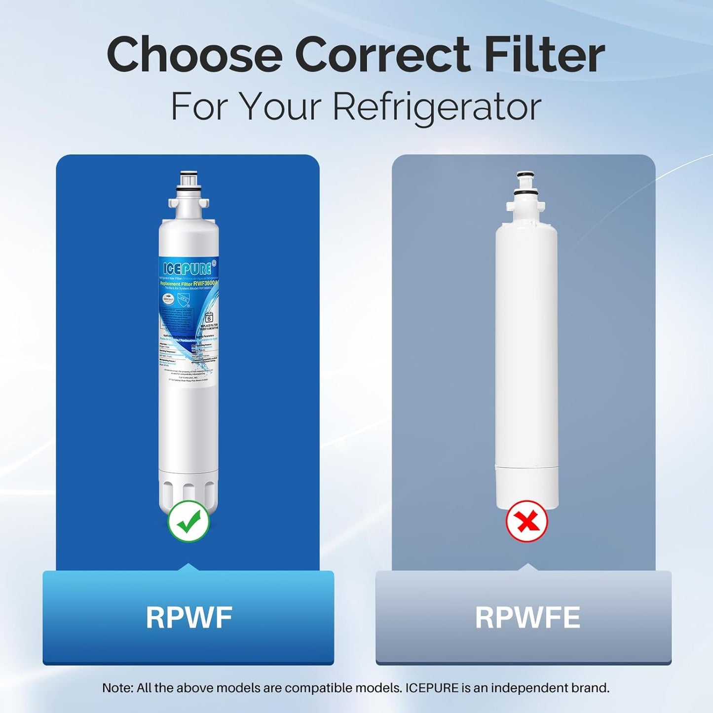 ICEPURE RPWF Refrigerator Water Filter, Replacement for GE RPWF, RWF1063, RWF3600A, WDS-RPWF, WSG-4, DWF-36, R-3600, AQF-RPWF, MPF15350, OPFG3-RF300, WF277, 4Pack