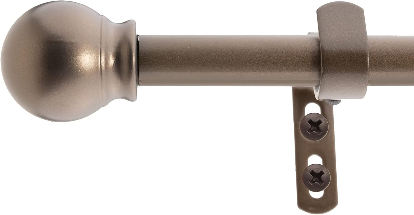 Decopolitan 5/8" 42-120" Ball Bay Window Curtain Rod Set, Dark Bronze