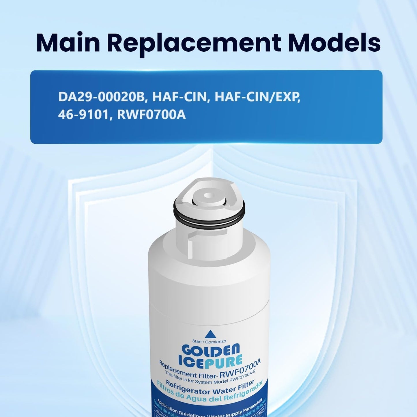 GOLDEN ICEPURE RWF0700A Refrigerator Water Filter Replacement for Samsung DA29-00020B, HAF-CIN/EXP, RF263BEAESR, RF28HMEDBSR, RF28HFEDTSR, RF28HFEDBSR, 3PACK