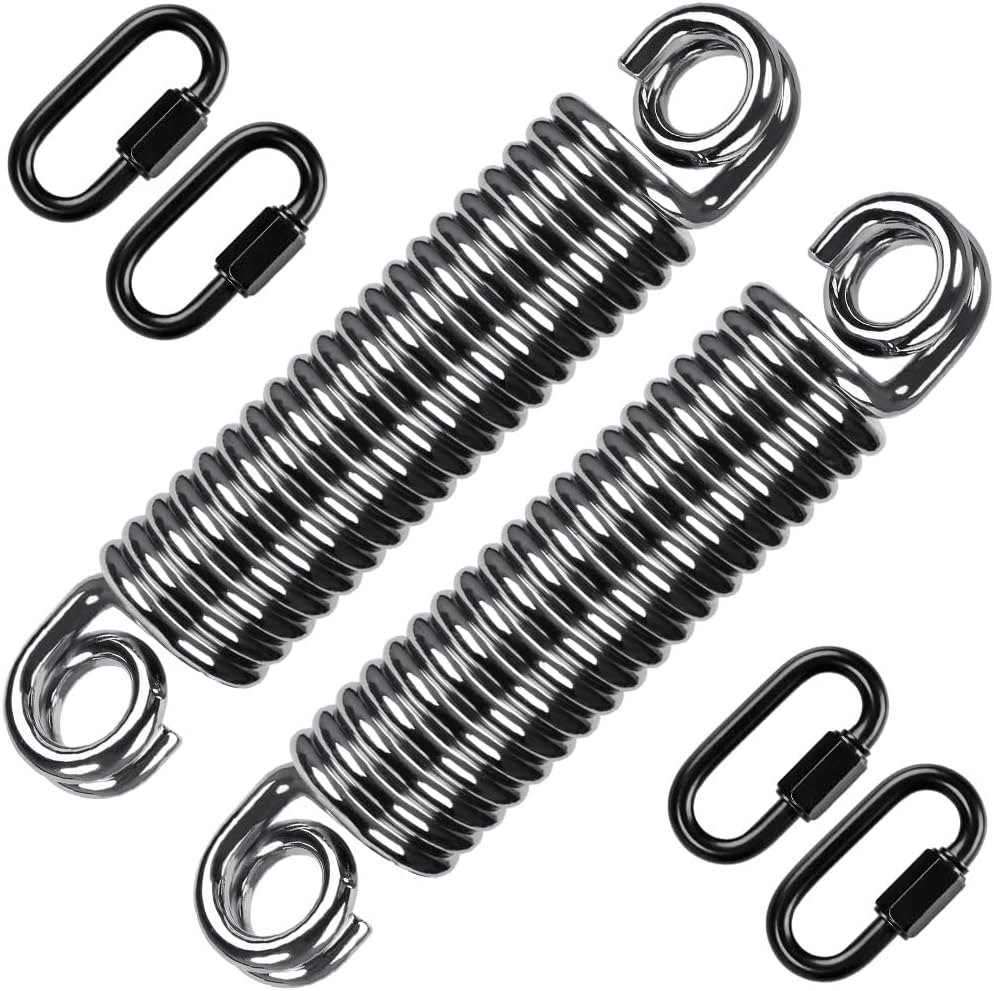 SELEWARE Heavy Duty Swing Springs for Hammock Chair, Porch Swing, Hammock Stands Mount, Double Closed Ring Design Up to 500 lbs, w/Locking Carabiners(2 Pack)
