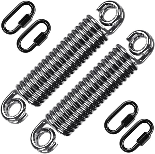SELEWARE Heavy Duty Swing Springs for Hammock Chair, Porch Swing, Hammock Stands Mount, Double Closed Ring Design Up to 500 lbs, w/Locking Carabiners(2 Pack)