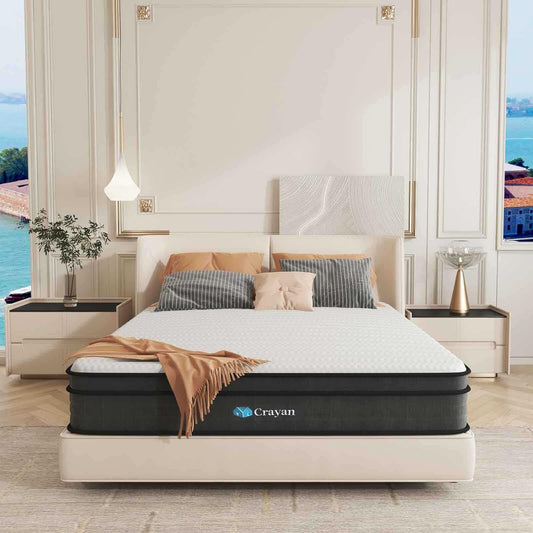 NEW - Crayan 10 Inch QUEEN Hybrid Memory Foam Mattress, Mattresses in a Box with Pocket Spring for Motion Isolation, Quiet Sleep, CertiPUR-US - Retail $188