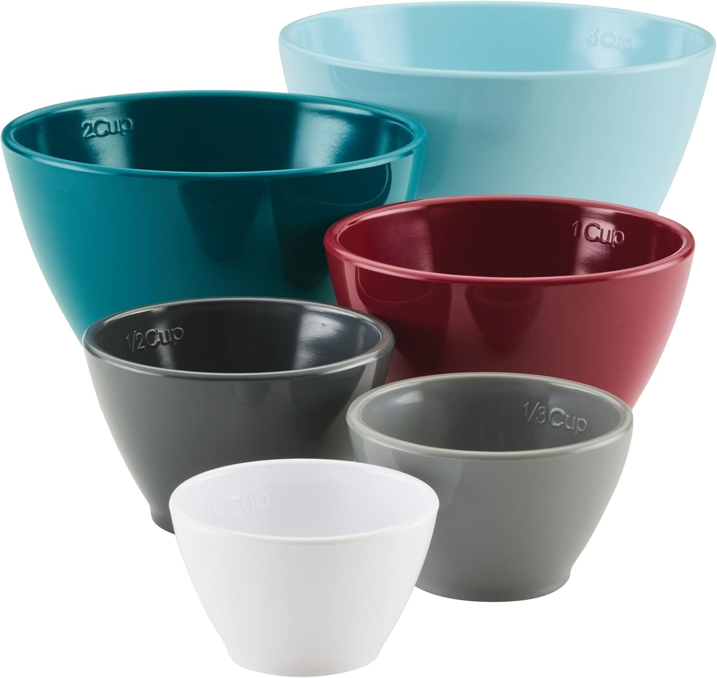 Rachael Ray Tools and Gadgets Nesting/Stackable Measuring Cups Set, 6 Piece - Assorted Colors