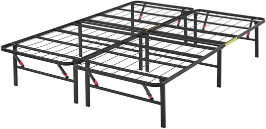 Amazon Basics QUEEN Foldable Metal Platform Bed Frame with Tool Free Setup, 14 Inches High, Sturdy Steel Frame, No Box Spring Needed - Retail $95