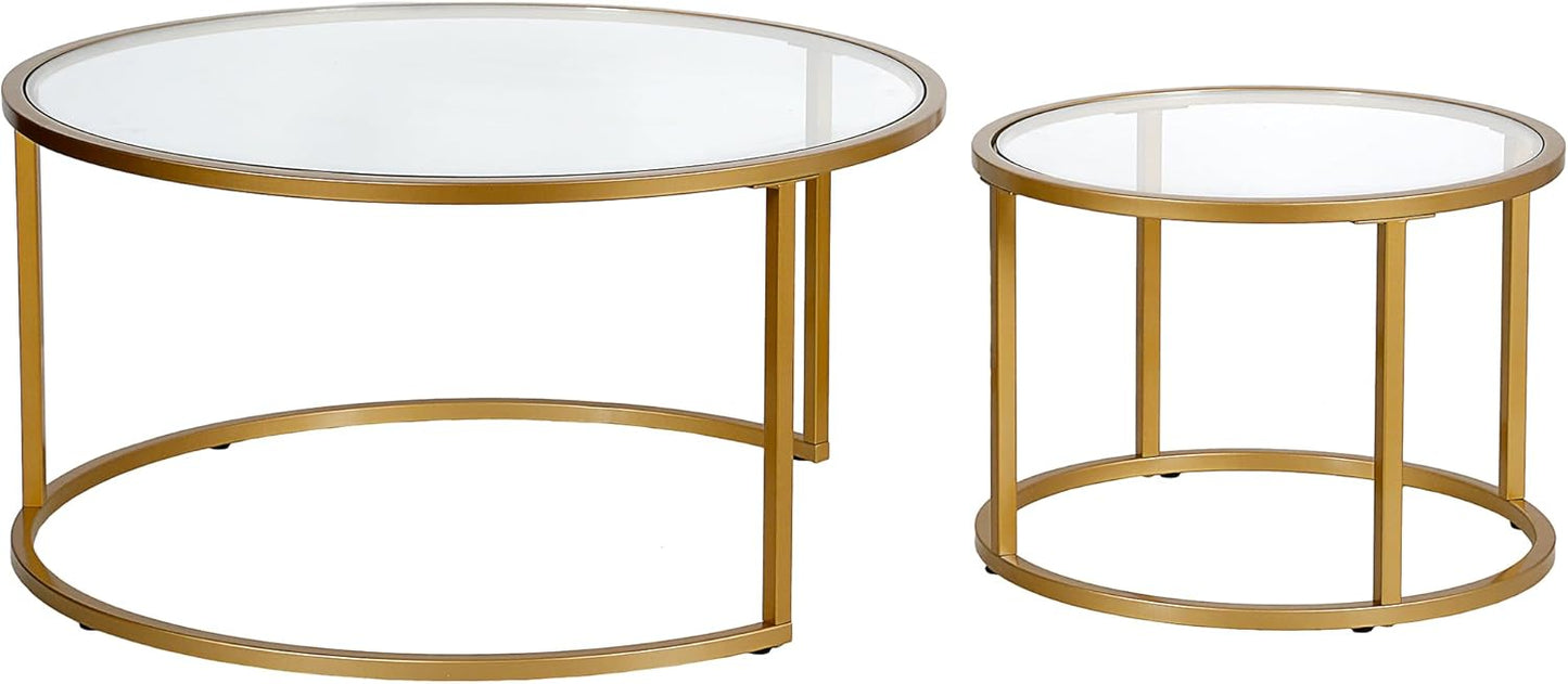 NEW - Watson Round Nested Coffee Table in Brass - Retail $150