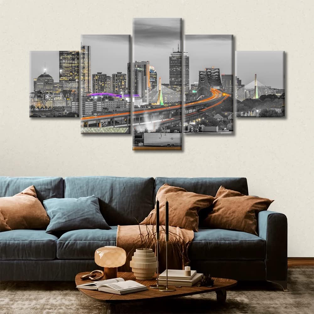 NEW - TUMOVO 5 Piece Wall Decor American Cityscape Canvas Paintings for Bedroom, Bathroom, Office. Manhattan Skyscrapers Skyline House Decor Print on Canvas Framed Ready to Hang (60" Wx32 H) - Retail $55