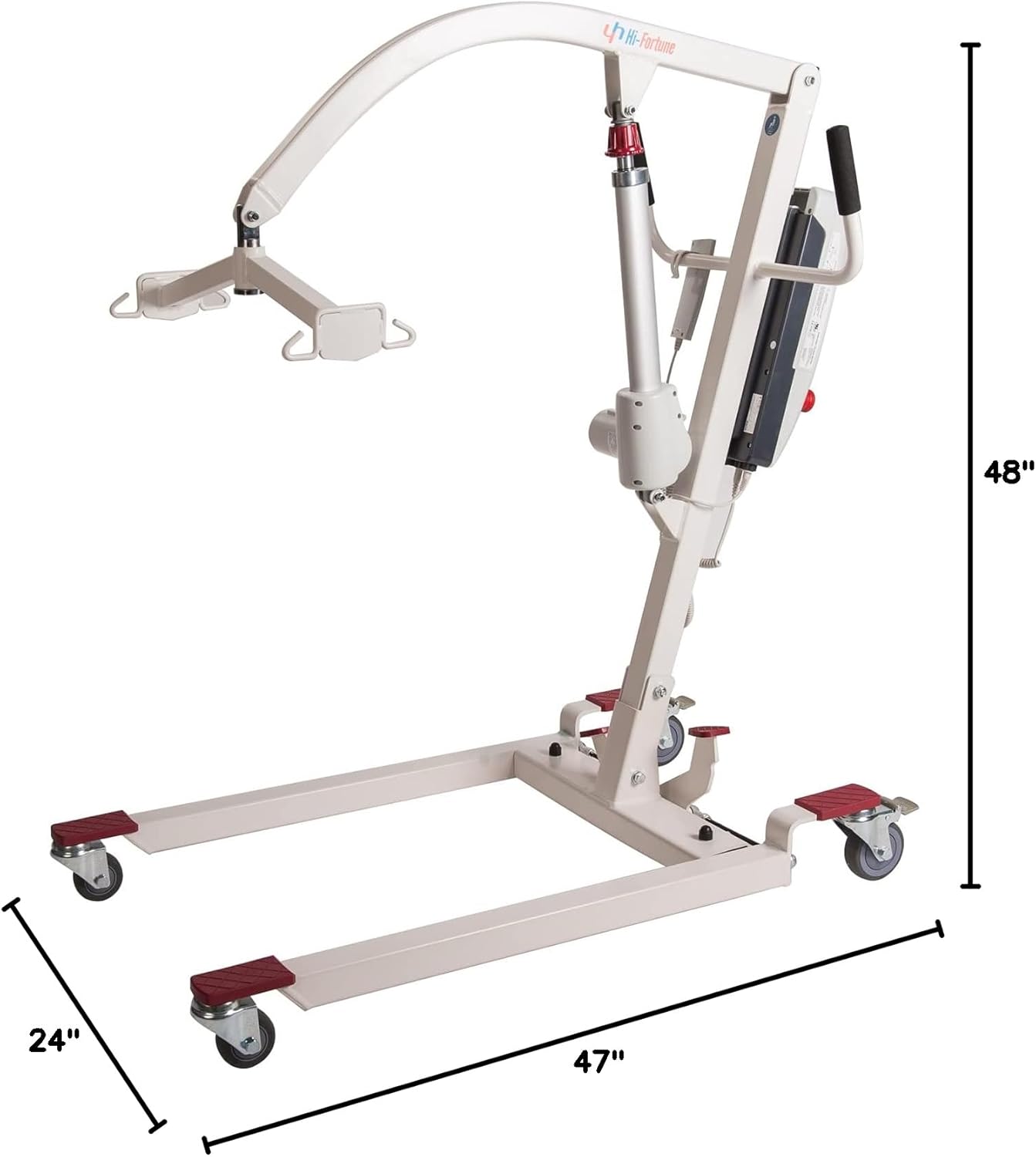 Hi-Fortune Patient Lift Electric Unfoldable Hydraulic Body Transfer for Home Use Seniors Easy-Assembly, Battery-Powered, 400lb Weight Capacity with Medium U-Sling, White, 1 Count (Pack of 1) - Retail $1139