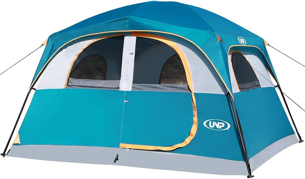 NEW - UNP Tents 6 Person Waterproof Windproof Easy Setup,Double Layer Family Camping Tent with 1 Mesh Door & 5 Large Mesh Windows -10'X9'X78in(H)