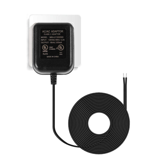 AC 18V 500mA Doorbell Transformer,Ring Power Adapter Wired Door Bell Power Supply for Video Doorbell Ring 1/2/2 Pro and Thermostats,5m/16.4ft Cable