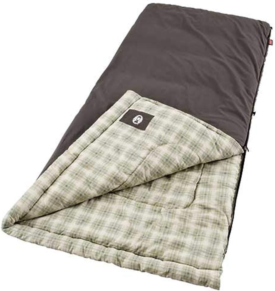Coleman Heritage Big & Tall Cold-Weather Sleeping Bag - 10F Camping for Adults, Comfortable & Warm Flannel for Outdoor Use, Fits Adults up to 6ft 7in Tall - Retail $77