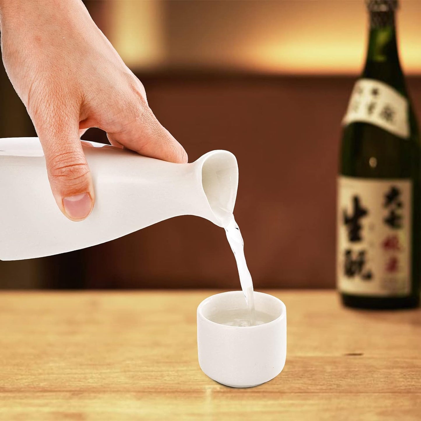 Tosnail 7 Pieces Ceramic Japanese Sake Set, 1 Serving Carafe and 6 Cups