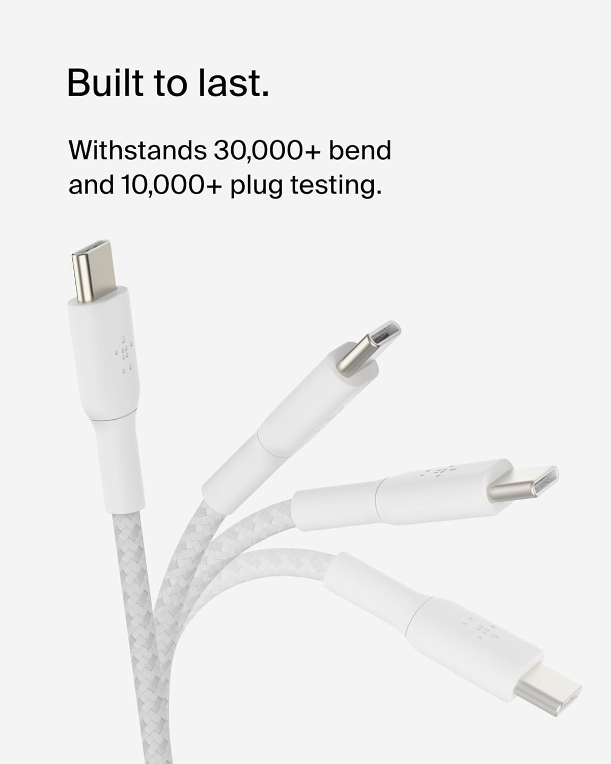 Belkin BoostCharge (1M/3.3ft) Braided USB-C to USB-C Cable for iPhone 16, iPhone 16 Pro, iPhone 16 Pro Max, Galaxy S25, S24, Galaxy Note, Pixel 9 & 8, iPad Pro, Nintendo Switch 2 & More - White