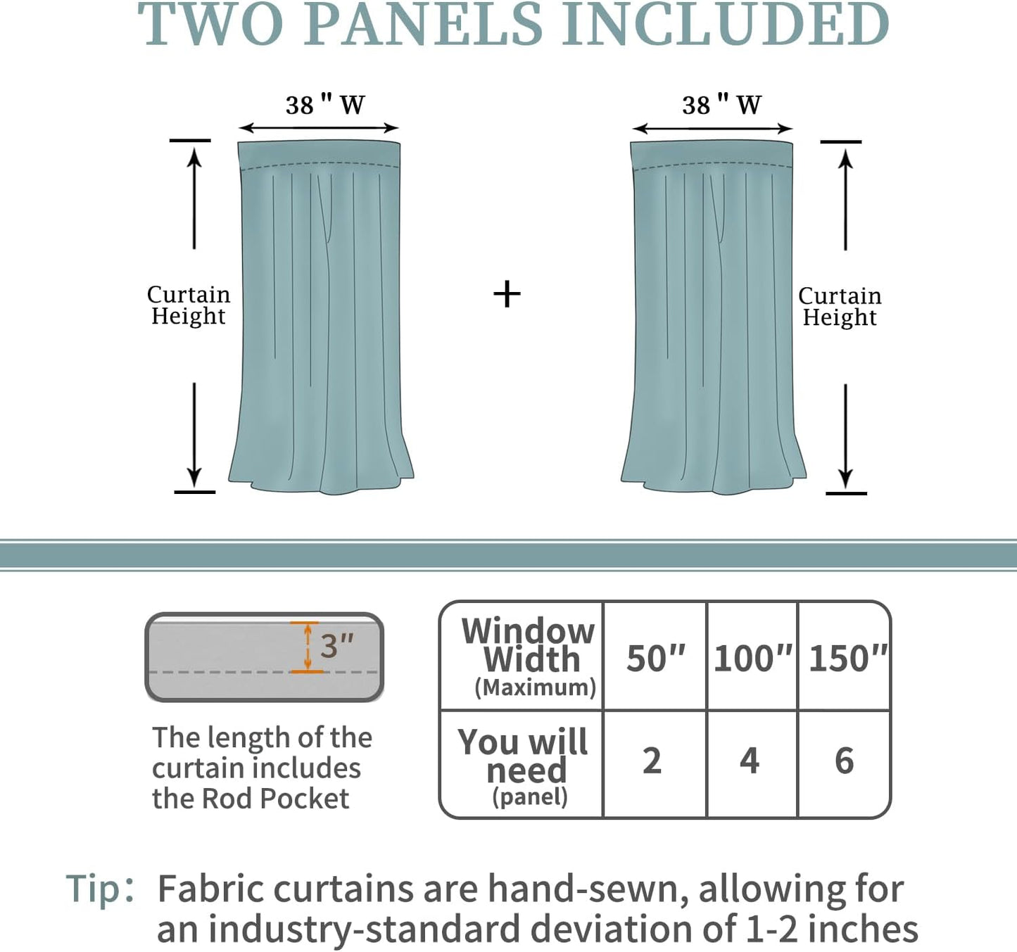 BGment Rod Pocket and Back Tab Curtains for Bedroom - Thermal Insulated Room Darkening Curtains for Living Room, 2 Window Curtain Panels (38 x 45 Inch, Spa Blue)