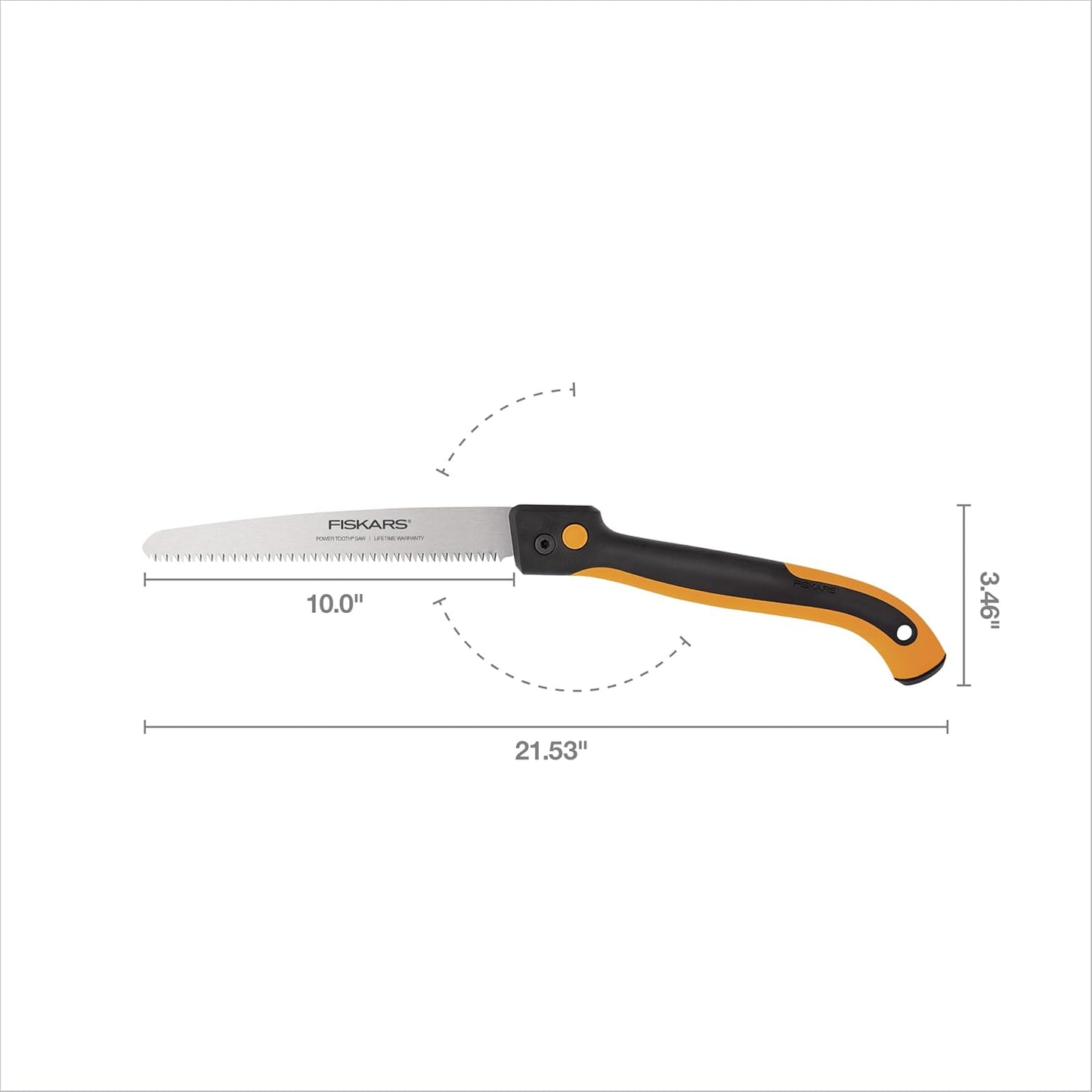 Fiskars Hand Saw, Folding Saw with Dual Position Locking Saw Blade for Overhand Cuts and Under Cuts and Power Tooth Blade with Triple Ground Teeth, Soft Grip 10-Inch Pruning Saw - Retail $23