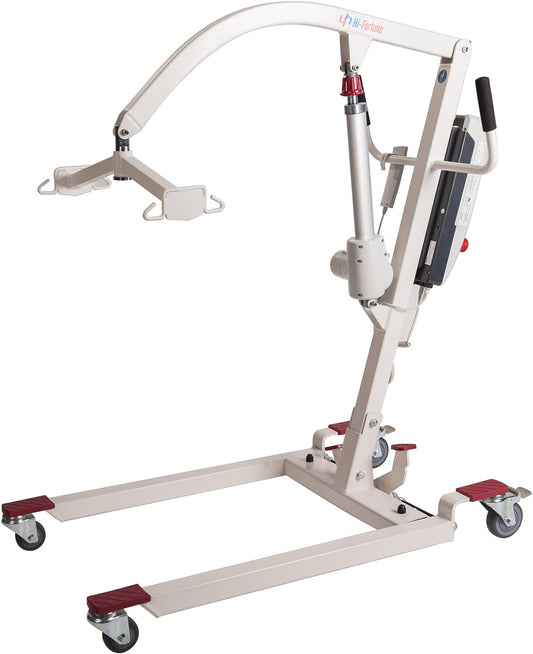 Hi-Fortune Patient Lift Electric Unfoldable Hydraulic Body Transfer for Home Use Seniors Easy-Assembly, Battery-Powered, 400lb Weight Capacity with Medium U-Sling, White, 1 Count (Pack of 1) - Retail $1139