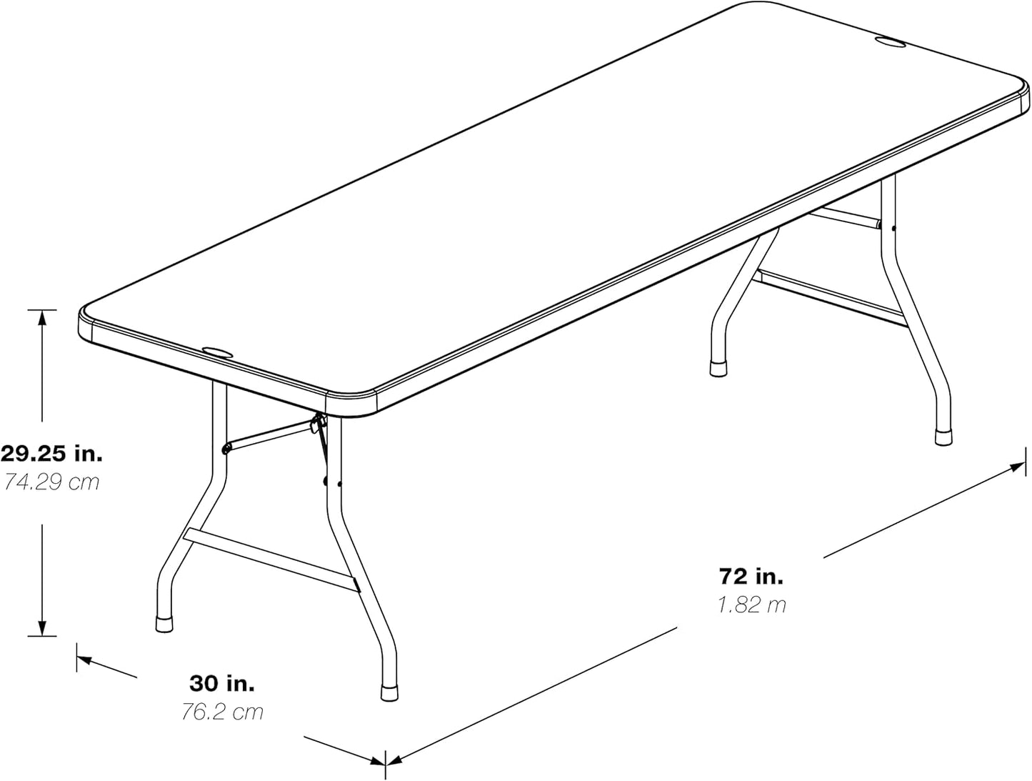 Office Star Resin Multipurpose Rectangle Folding Table for Indoor or Outdoor Use, 6 Feet Light Gray - Retail $181