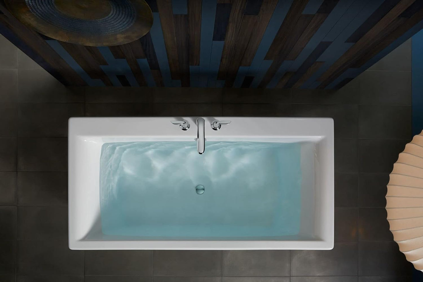 NEW - Kohler 6367-0 Stargaze 72-Inch X 36-Inch Freestanding Bath with Fluted Shroud and Center Drain