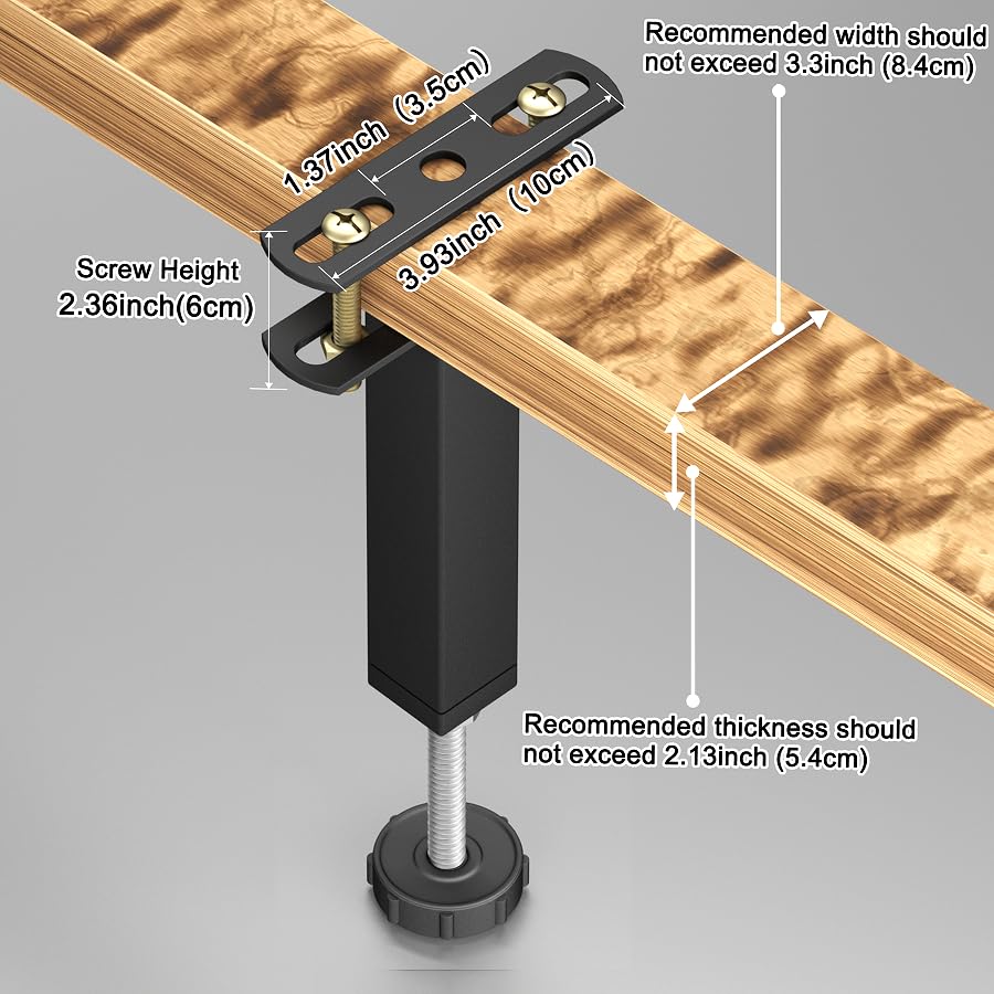 OLAYA Adjustable Bed Legs - Premium Replacement Support Legs for Enhanced Bed Frame Stability, Perfect as Bed Feet, Bed Legs Risers, and Bed Frame Support Beams (4, 5.9"-7")