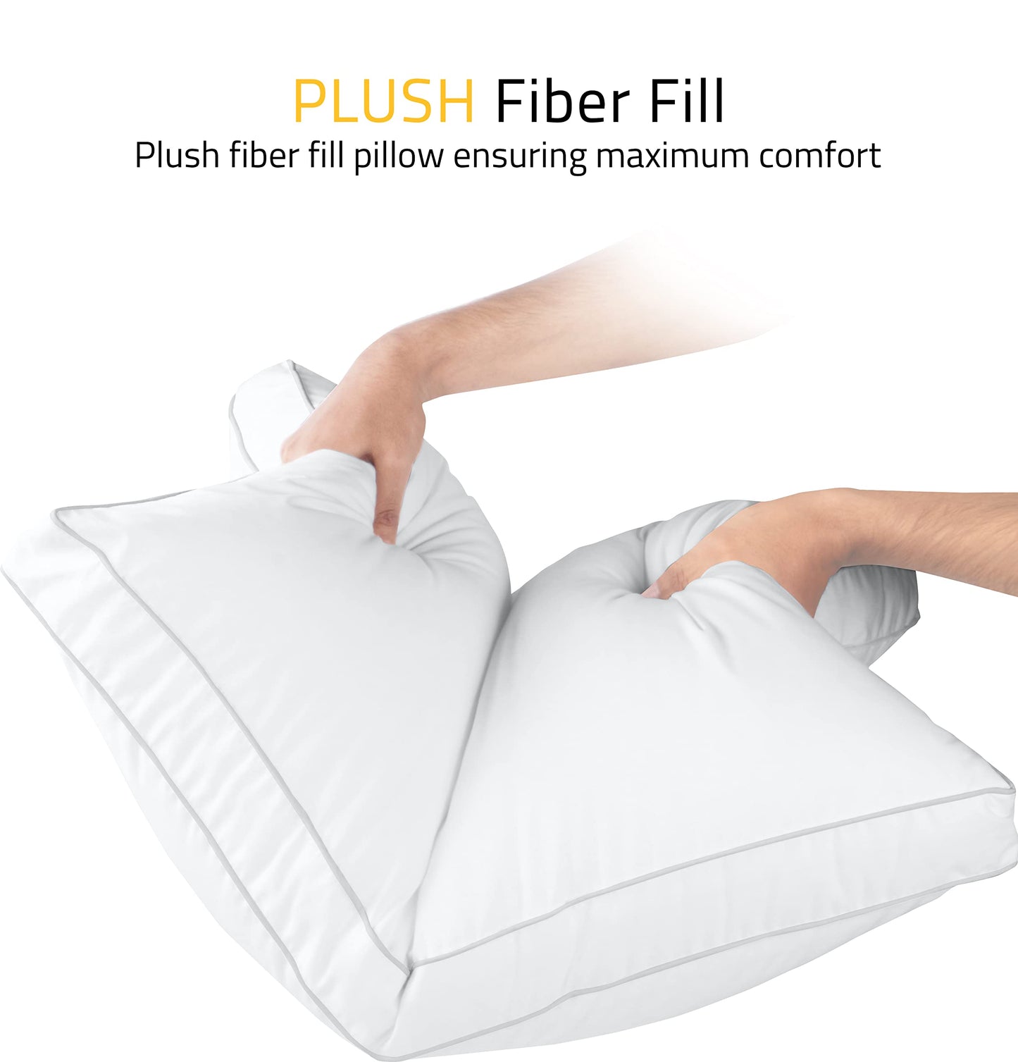 Utopia Bedding Bed Pillows for Sleeping Standard Size (White), Set of 2, Soft & Fluffy Pillow with Down Alternative Filling, Cooling, Hotel Quality, Gusseted Pillow for Back, Stomach or Side Sleepers