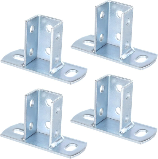 8 PCS Strut Post Bases, 2 Slotted Holes U Post Base for 1-5/8 Inches Square Single Channel, Heavy Duty Galvanized Carbon Steel Wall Ground Floor Mounting System, Universal Shelf Bracket Pile Base