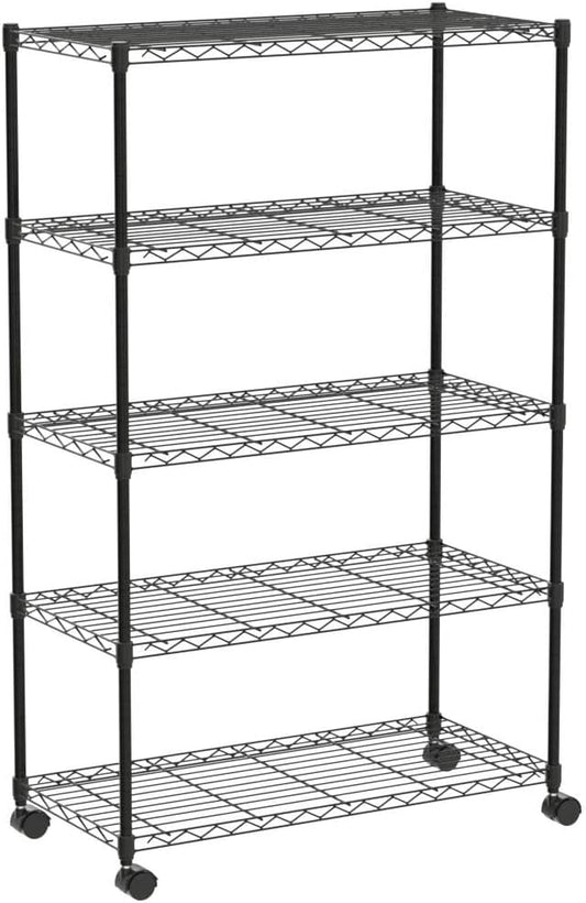 NEW - YSSOA 5-Tier Storage Shelving Unit, Black, 36L x 14W x 60H inch - Retail $69