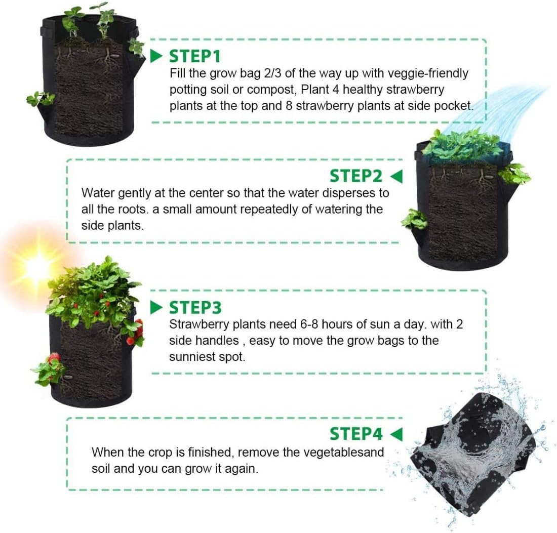 Strawberry Grow Bags, 2 Pack Strawberry Planter with Holes Grow Pockets