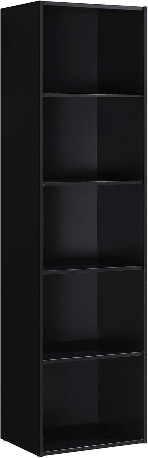 NEW - Hodedah Import 5 Shelf Bookcase, Black - Retail $79
