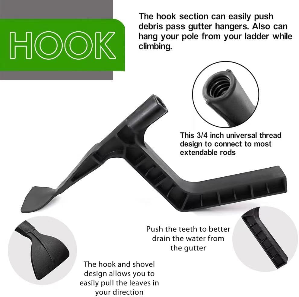 Tuanlove Gutter Scoop Cleaning Tool with Adjustable Telescopic Rod, Roof Gutter Cleaning Spoon and Scoop, Gutter Leaf Cleaning Tools from The Ground