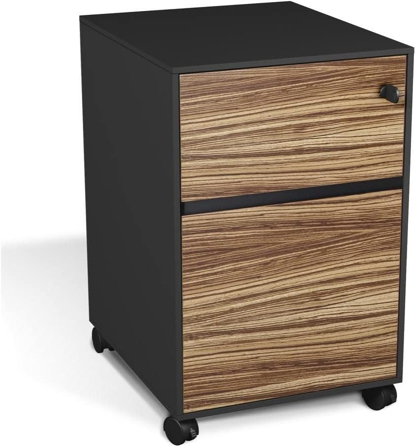 NEW - Unique Furniture 430 2 Drawer Mobile Pedestal Home Office File Cabinet, Zebrano - Retail $129