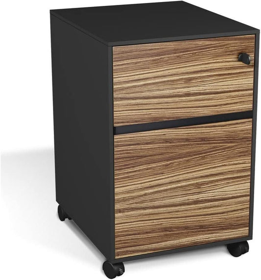 NEW - Unique Furniture 430 2 Drawer Mobile Pedestal Home Office File Cabinet, Zebrano - Retail $129