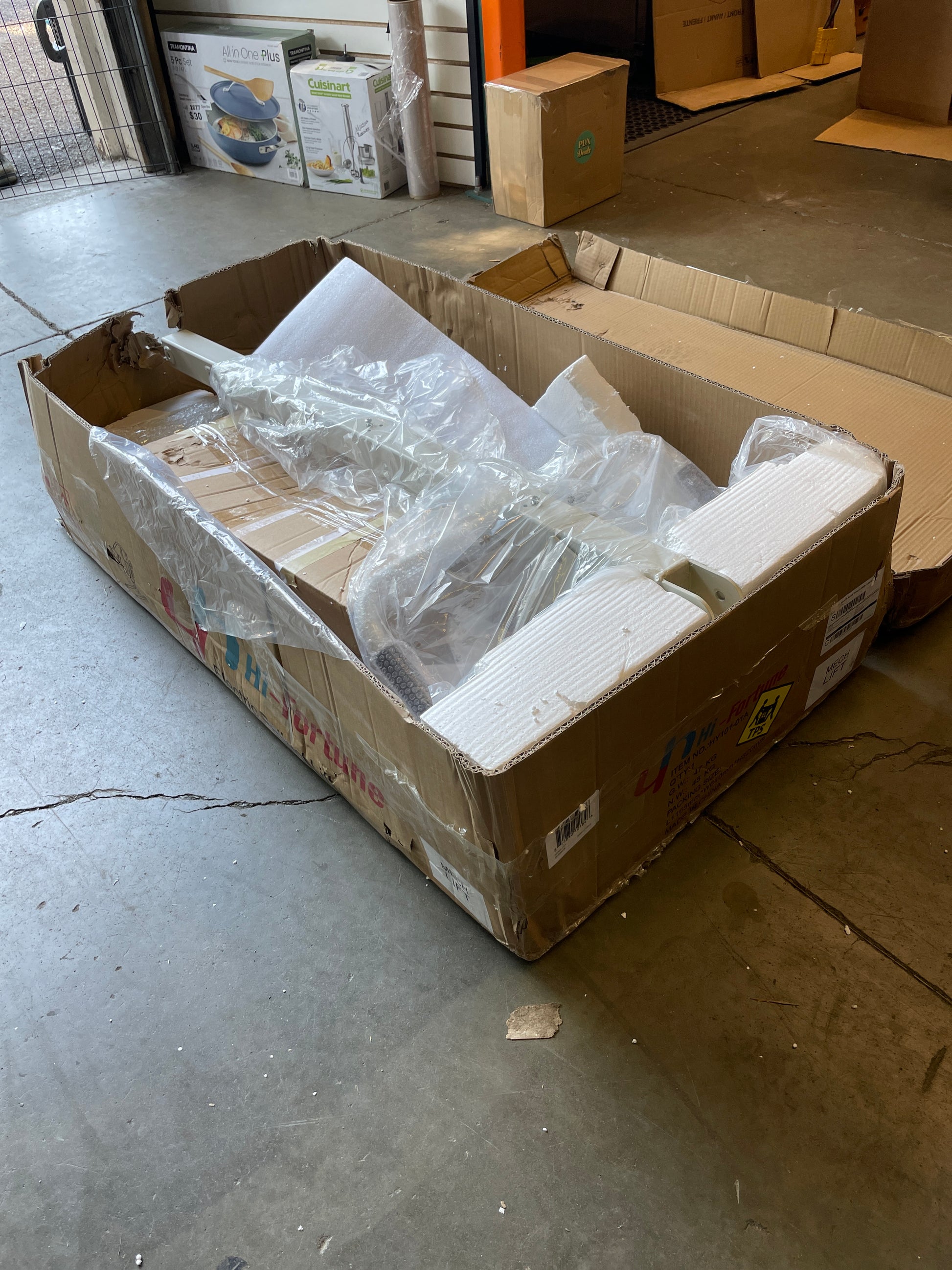 Hi-Fortune Patient Lift Electric Unfoldable Hydraulic Body Transfer for Home Use Seniors Easy-Assembly, Battery-Powered, 400lb Weight Capacity with Medium U-Sling, White, 1 Count (Pack of 1) - Retail $943