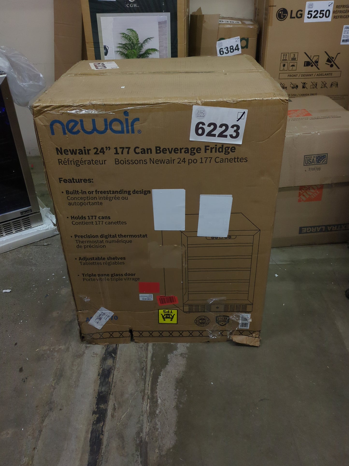 NewAir Beverage Refrigerator Cooler with 177 Can Capacity - Stainless Steel Mini Bar Beer Fridge with Reversible Hinge Glass Door - Cools to 37F - Retail $679