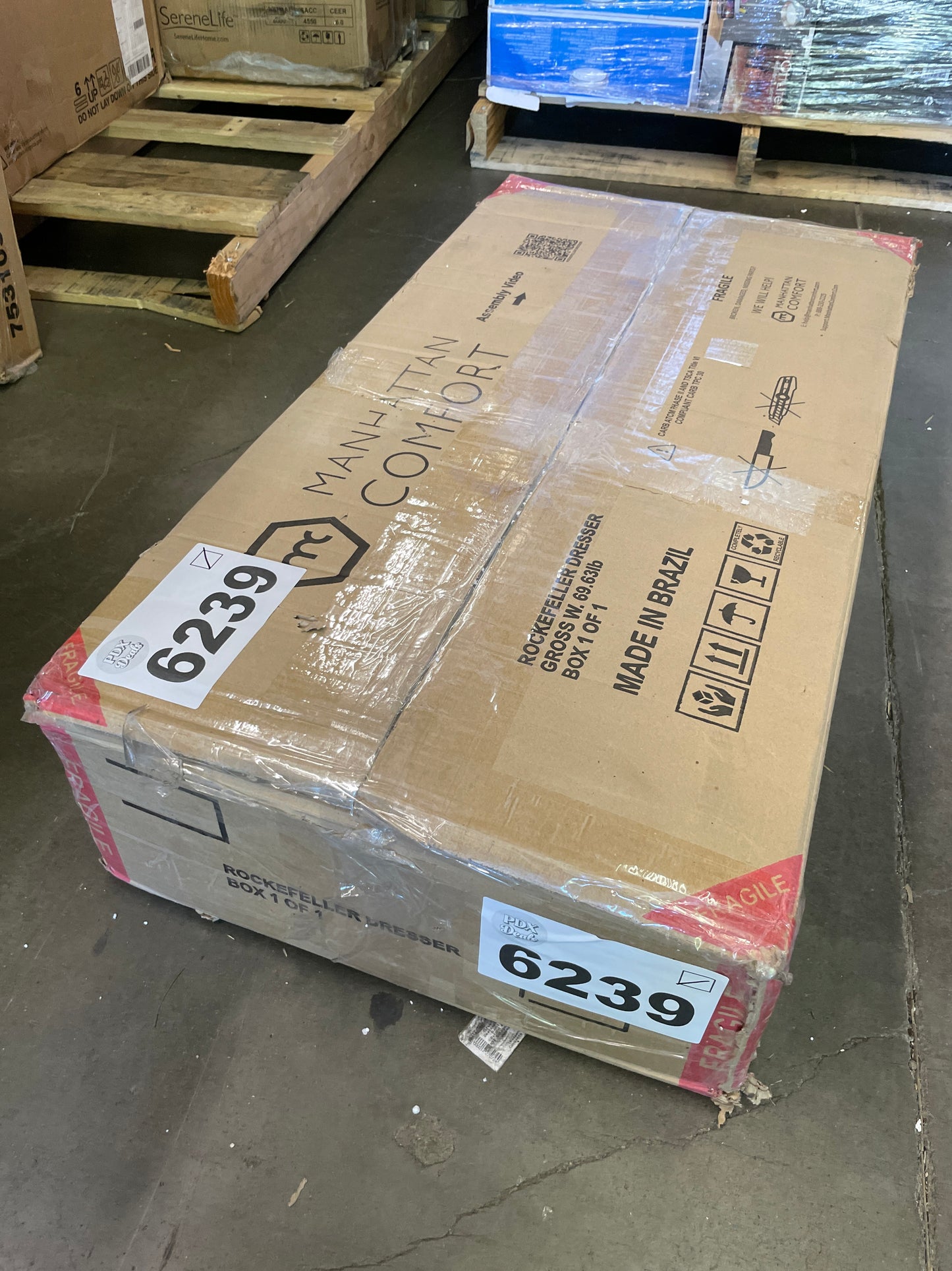 NEW - Manhattan Comfort Rockefeller Mid-Century Modern 3-Drawer Bedroom Dresser, Natural, Off-White Finish - Retail $192