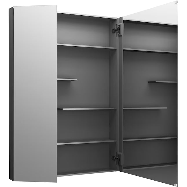 KOHLER Maxstow 30-in x 40-in Surface Mount Dark Anodized Aluminum Mirrored Rectangle Medicine Cabinet
