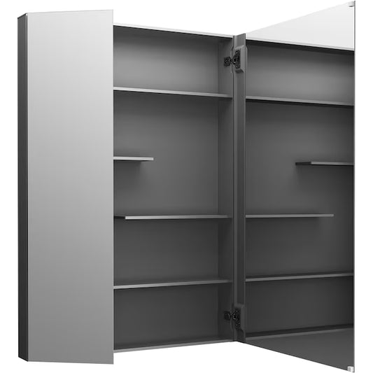 KOHLER Maxstow 30-in x 40-in Surface Mount Dark Anodized Aluminum Mirrored Rectangle Medicine Cabinet