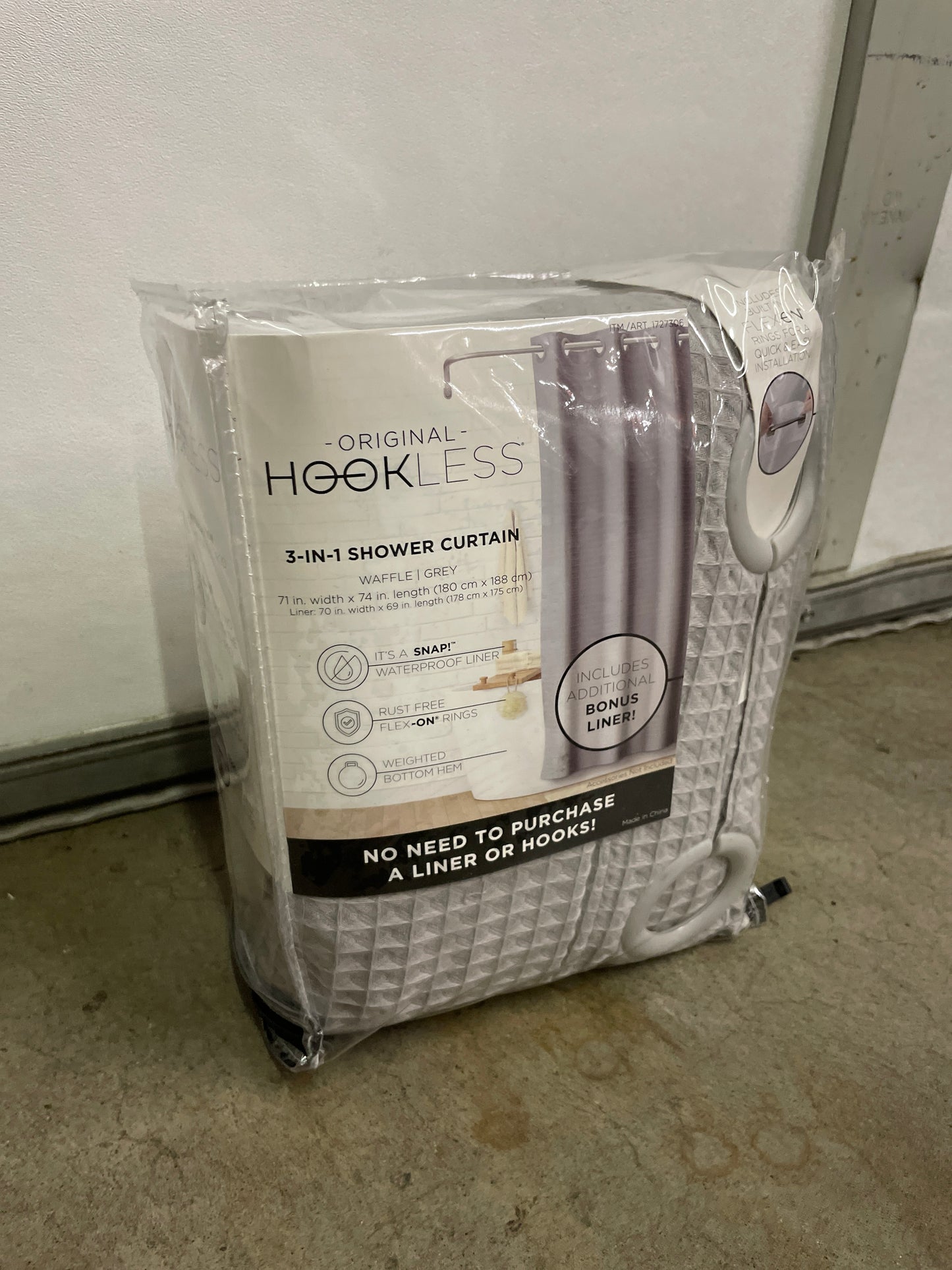HOOKLESS SHOWER CURTAIN - Retail $18