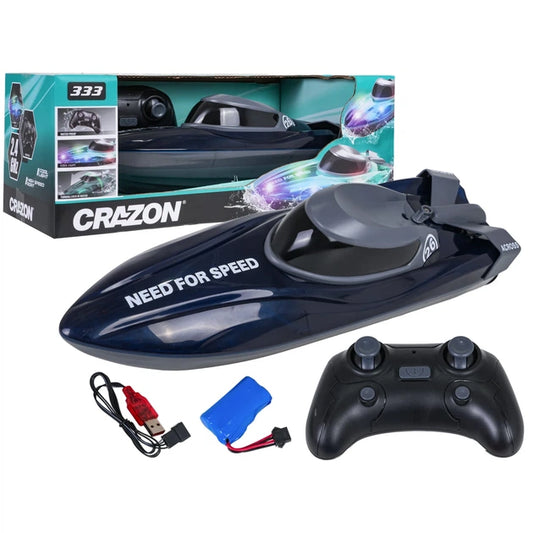 Beginner’s High-Speed RC Racing Boat with LED Lights – Durable & Easy to Pilot