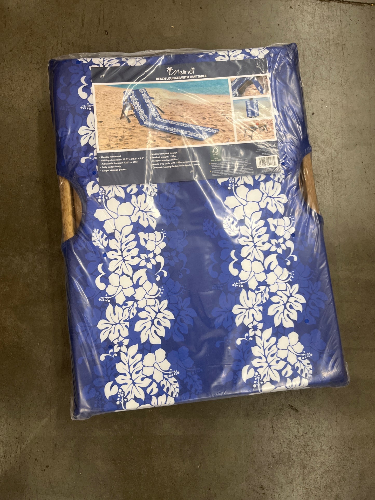 Melino Beach Lounger with Tray Table - Retail $40