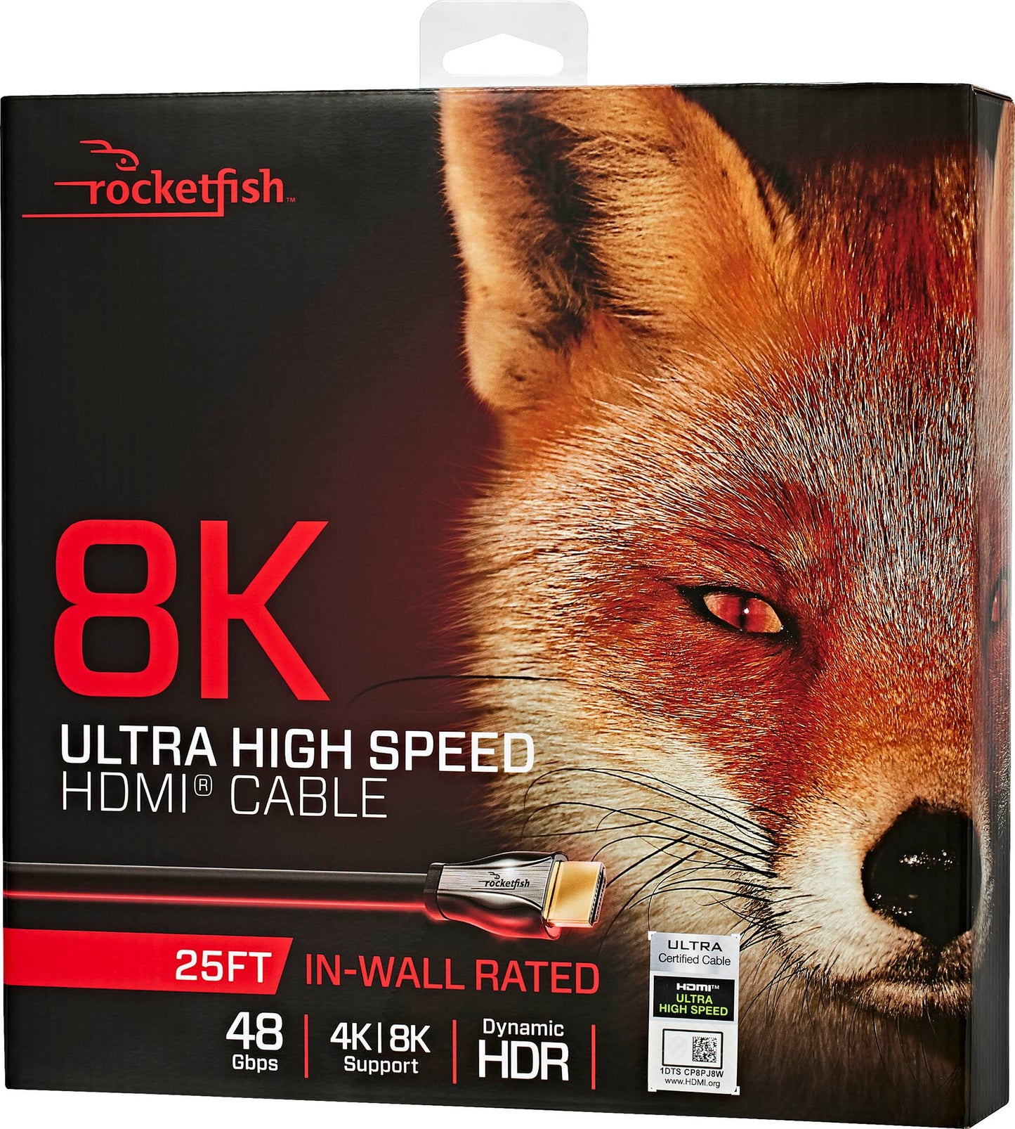 Rocketfish™ - 25' 8K Ultra High Speed HDMI 2.1 Certified Cable - Black [200]