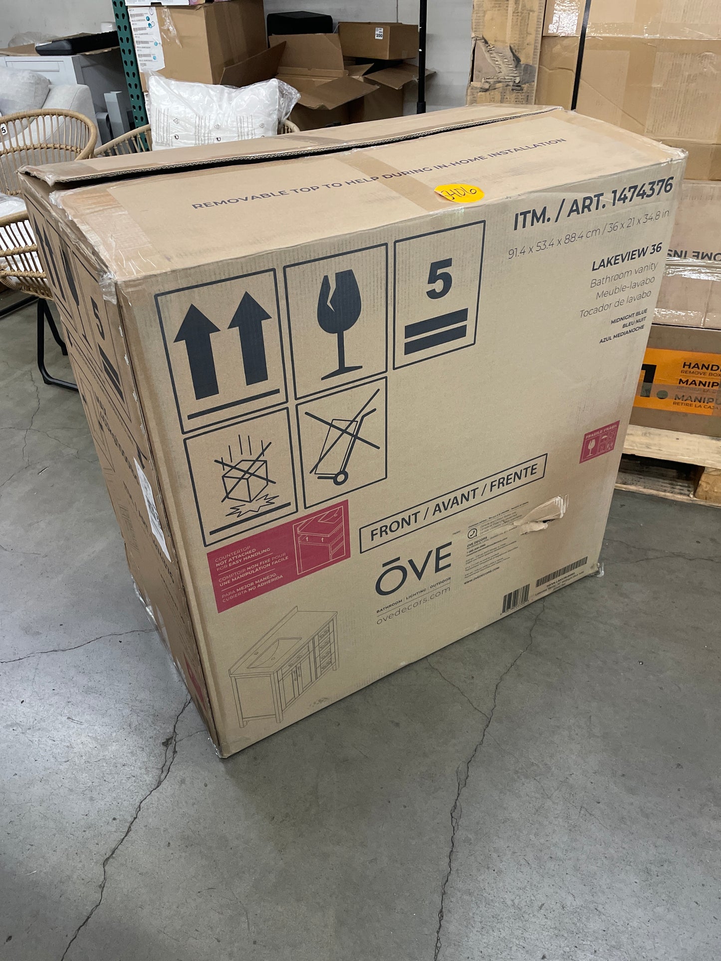 NEW - OVE Decors Lakeview 36" Bath Vanity in Blue