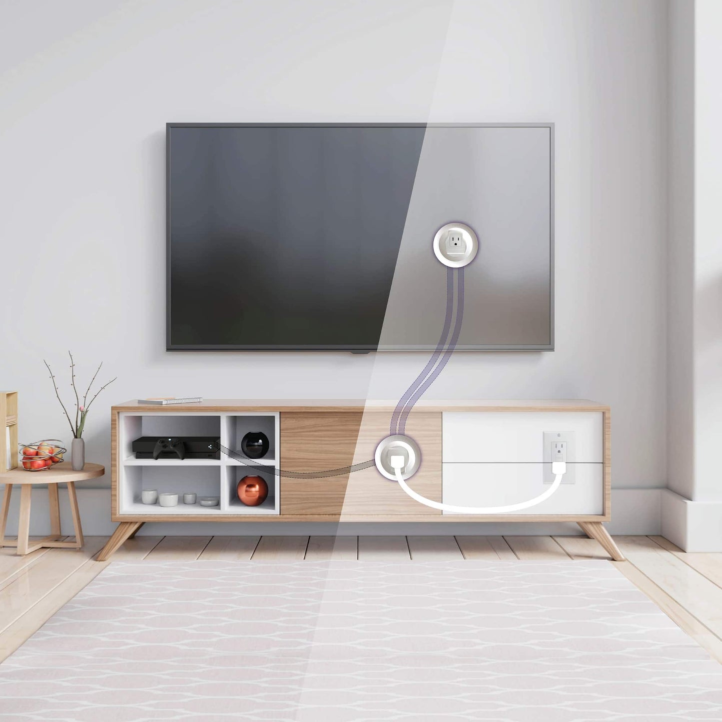 Sanus - In-Wall Cable Concealer Power Grommet Kit for Mounted TVs - White [70]
