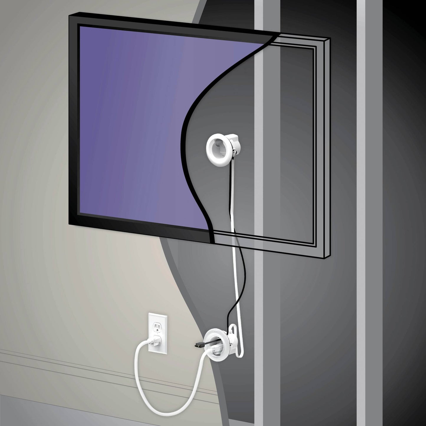 Sanus - In-Wall Cable Concealer Power Grommet Kit for Mounted TVs - White [70]