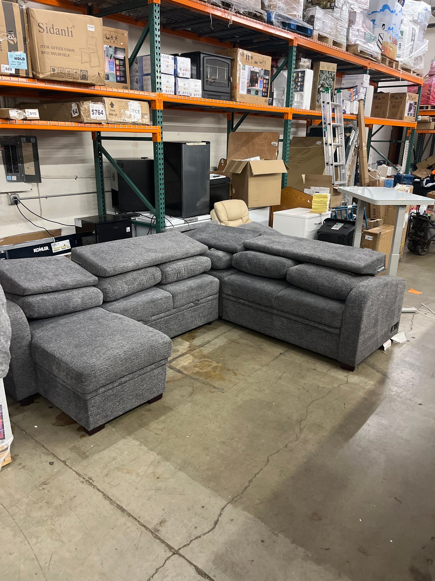 NEW w/ minor dmg - Coddle Aria Sleeper Sectional with Reversible Chaise and Storage - Retail $1800