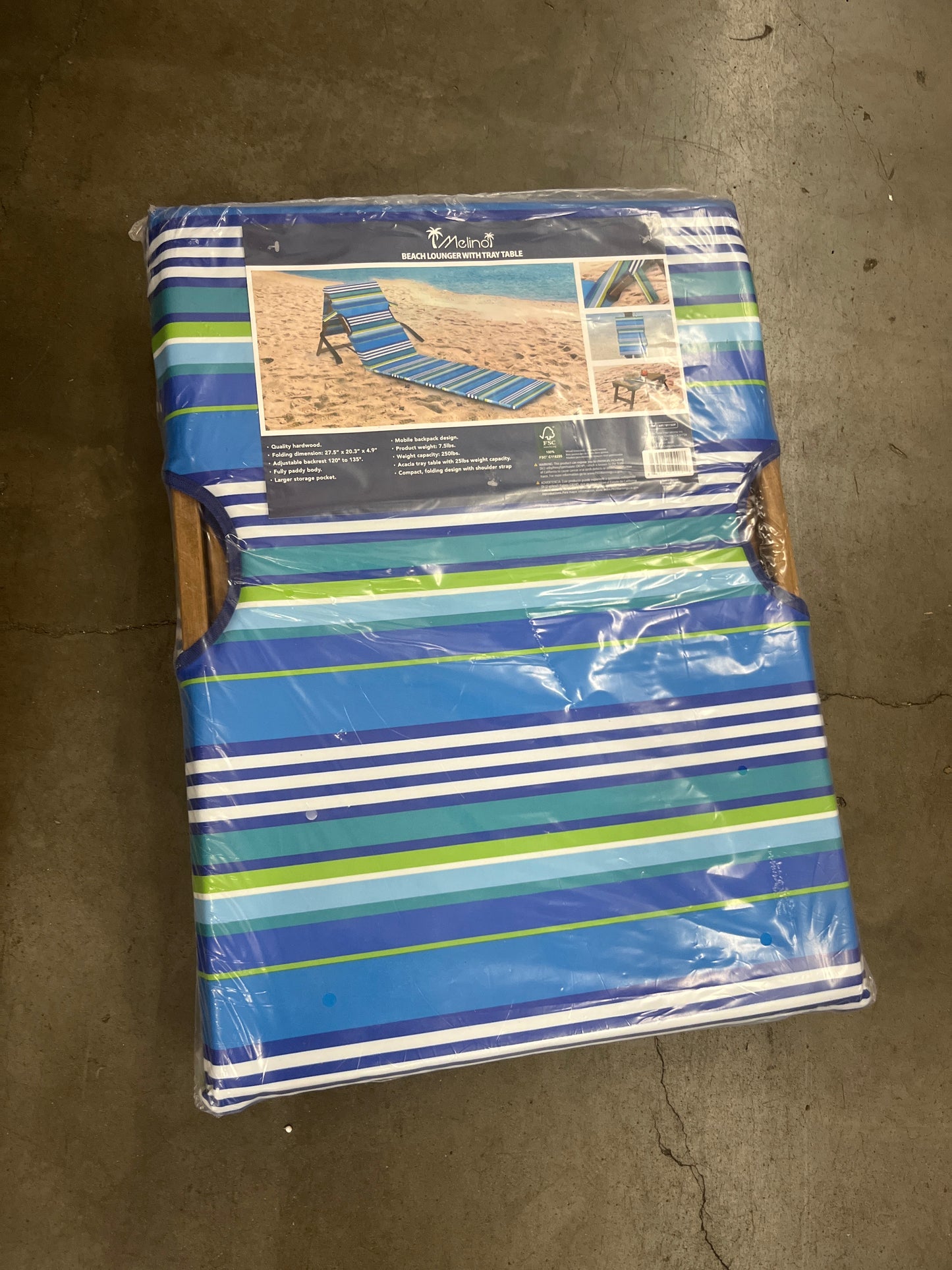 Melino Beach Lounger with Tray Table - Retail $40