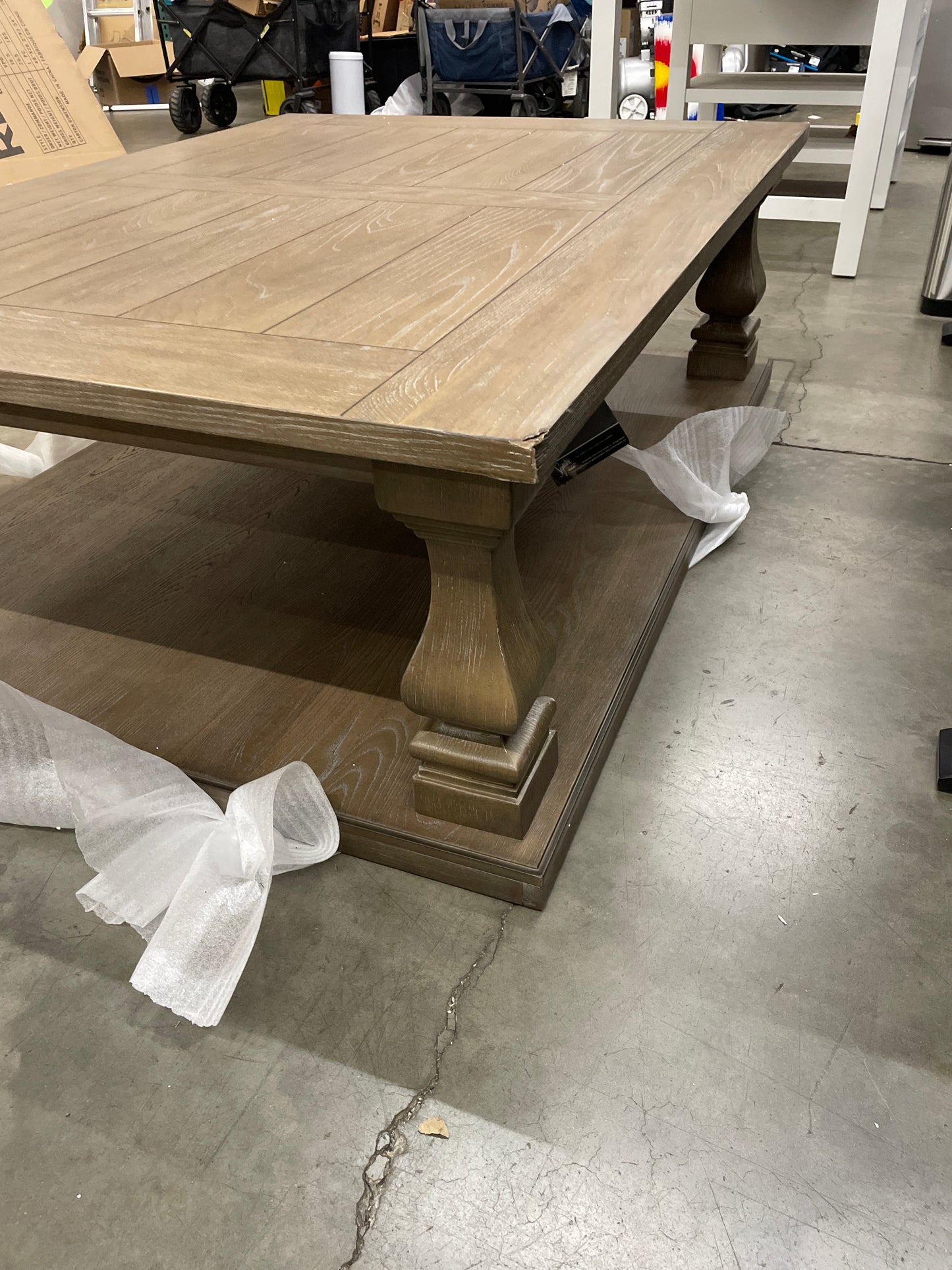 Damage - Signature Design by Ashley Johnelle Farmhouse Coffee Table with Weathered Gray Finish