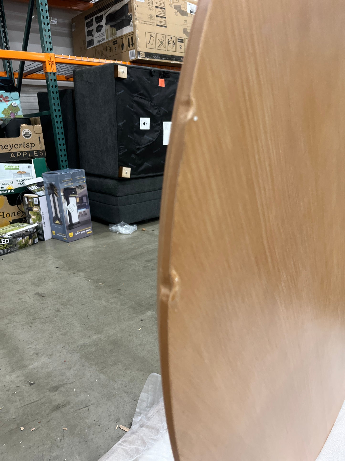 Walker Edison Scandinavian Slatted Wood Pedestal Base Dining Table, 48 Inch, Cerused White - Retail $399