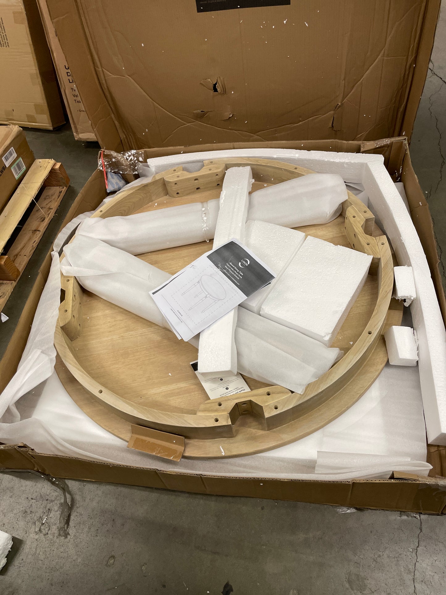 Linon Table, Light Natural Brown, 42 x 42 x 30 - Retail $373