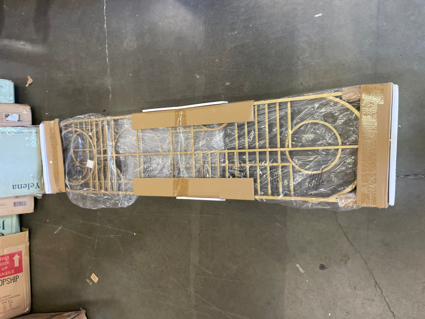 Deco 79 Metal Geometric Partition Room Divider Screen Hinged Foldable Arched Partition 3 Panel Privacy Screen, Room Partition 50" x 1" x 69", Gold - Retail $276