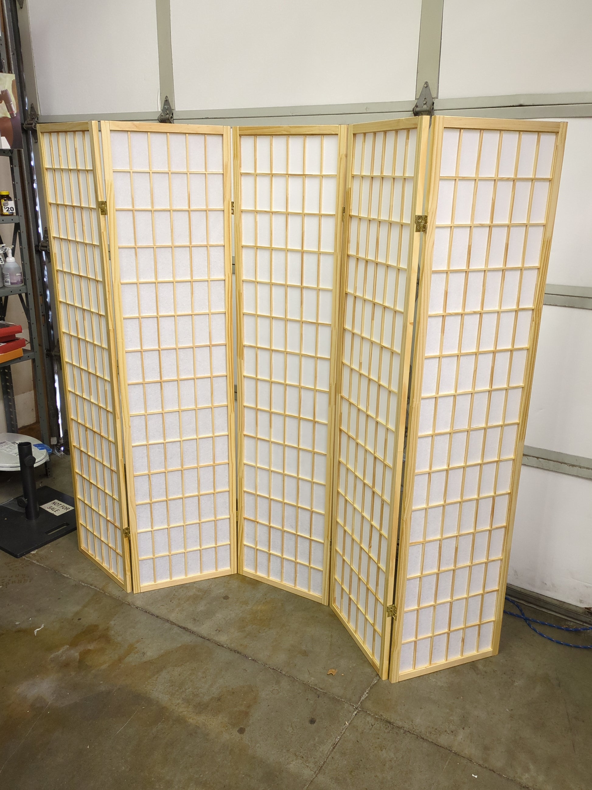 Oriental Furniture 6 ft. Tall Window Pane Shoji Screen - Natural - 5 Panels - Retail $259