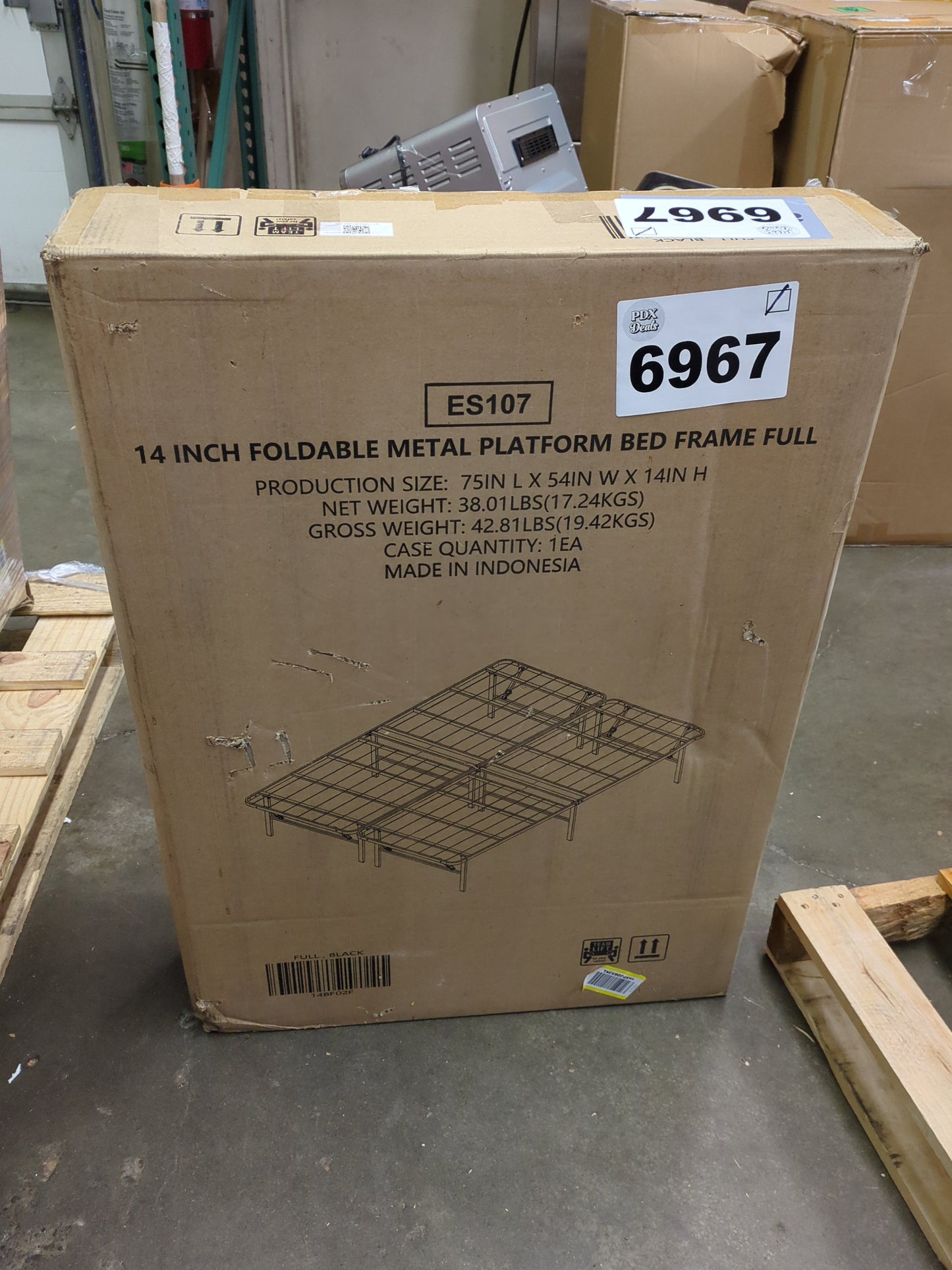 PrimaSleep 14 Inch Foldable Heavy Duty Metal Bed Frame/Under-Bed Storage/Comfortable Base Bed Frame/No noise/Black/Full - Retail $30